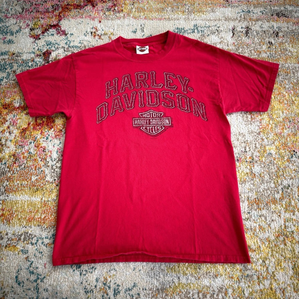 2015 Harley-Davidson T-Shirt Mens Large Red A.D. Farrow Co. Columbus OH